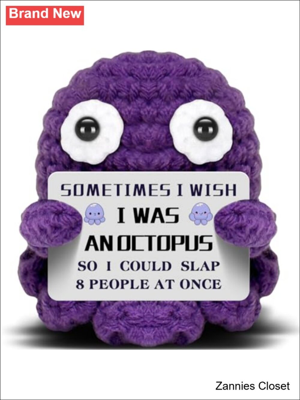 ✨ Crochet Octopus Doll with Funny Card Mini Positivity Gift Desk Decor